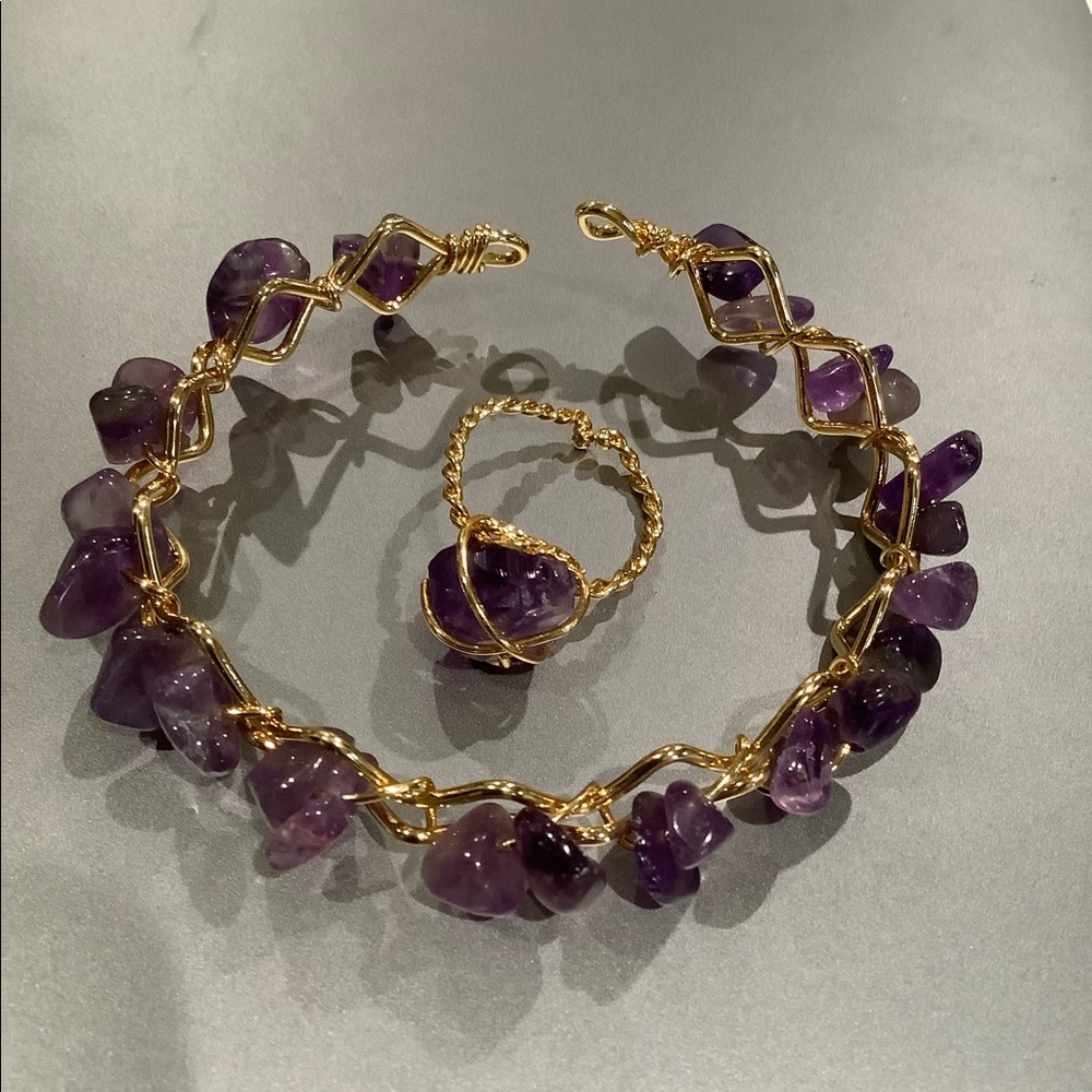 Amethyst Ring And Bracelet Set - image 1